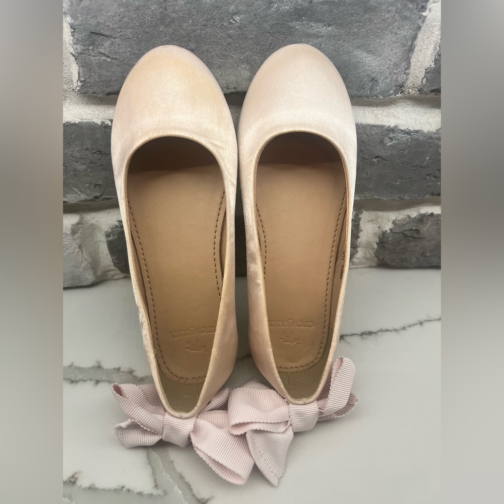 Crewcuts Satin Bow Ballet Flats Size 12 Never Worn (see pic of sole) Brand New